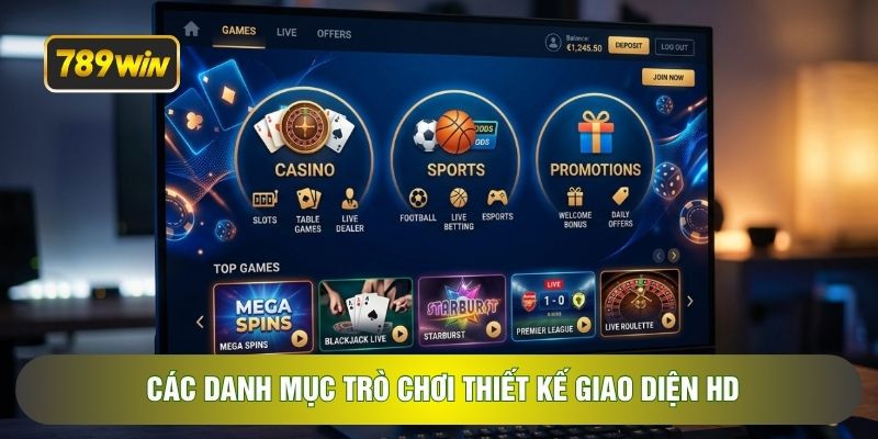Các danh mục trò chơi thiết kế giao diện HD