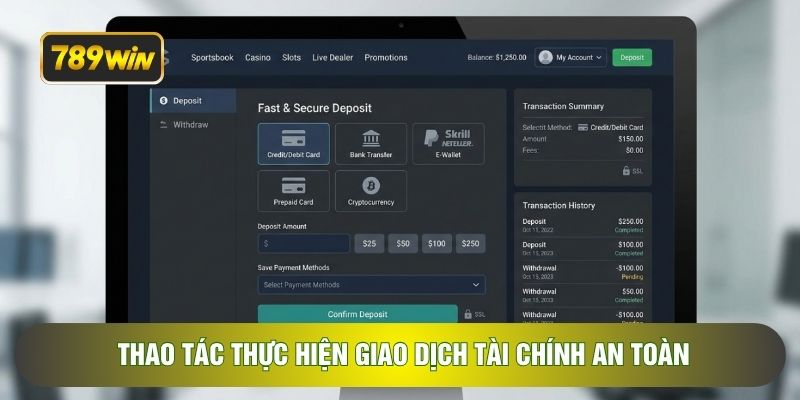 Thao tác thực hiện giao dịch tài chính an toàn